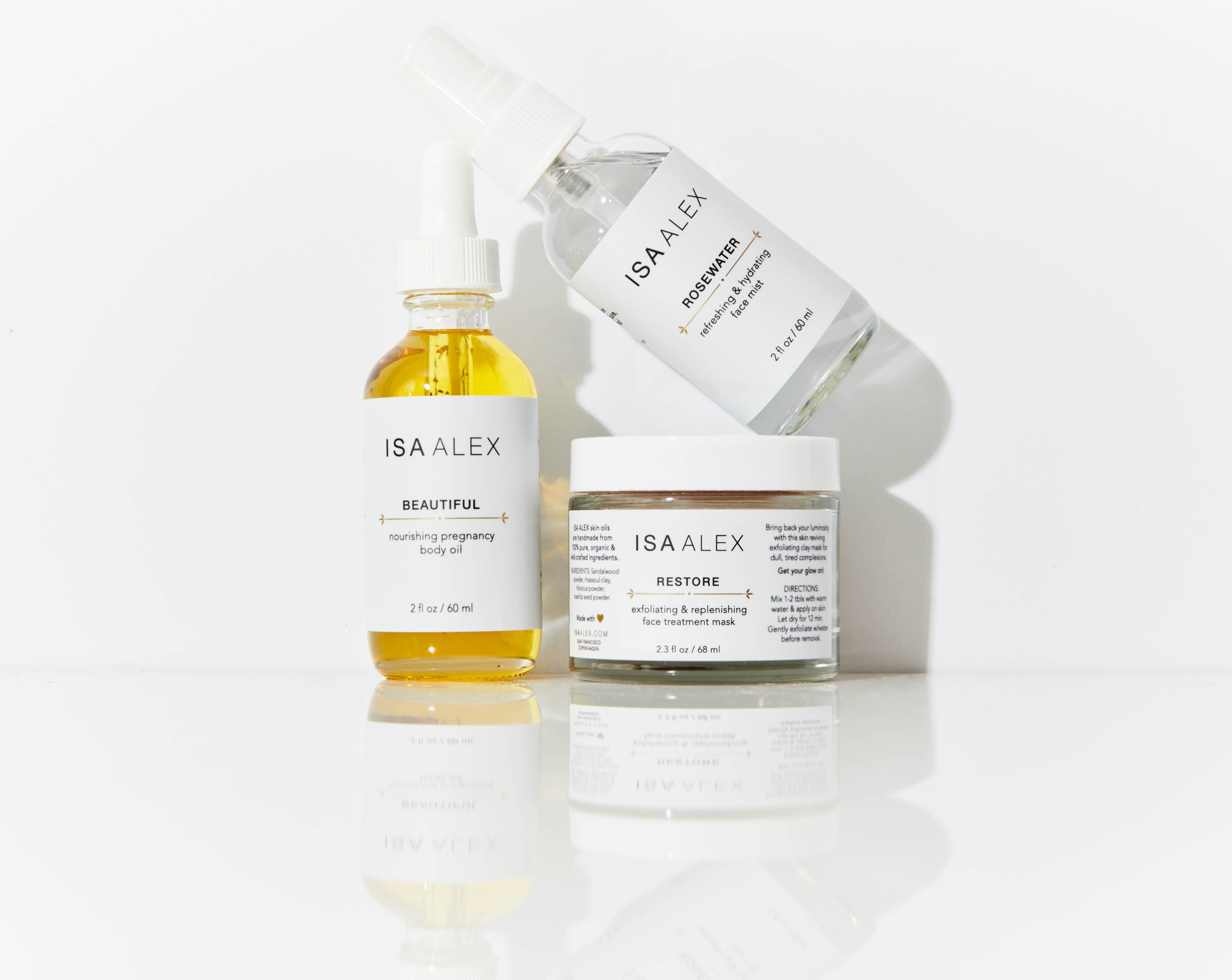 Shop Pregnancy Collection with our Beautiful Pregnancy Oil, rosewater mist, and restore mask